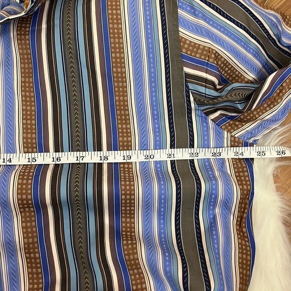 Robert Graham Striped Contrast Collar and Cuff Cotton/Silk Button Down Shirt LT - Picture 9 of 11